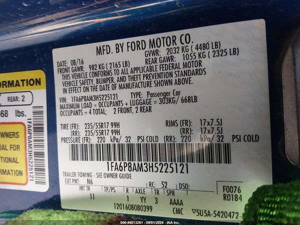 2017 FORD MUSTANG V6 — I9