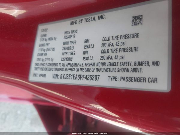 2023 TESLA MODEL 3 REAR-WHEEL DRIVE — I9