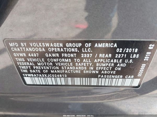 2018 VOLKSWAGEN PASSAT 2.0T SE — I9