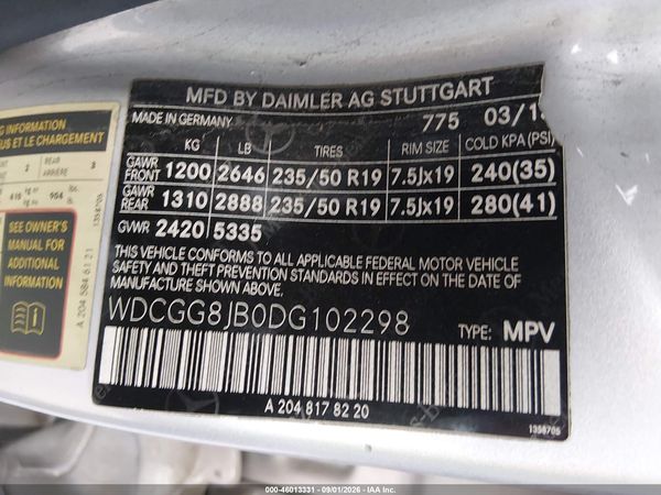 2013 MERCEDES-BENZ GLK 350 4MATIC — I9