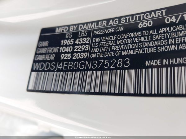 2016 MERCEDES-BENZ CLA 250 CLA250 — I9