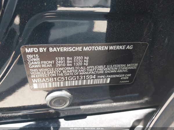 2016 BMW 535I