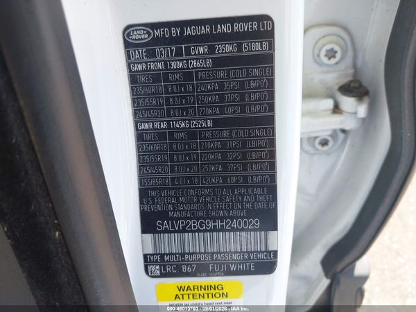 2017 LAND ROVER RANGE ROVER EVOQUE SE/SE PREMIUM