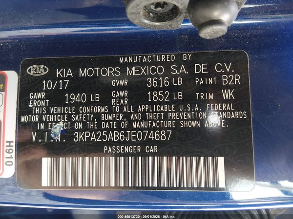 2018 KIA RIO S — I9