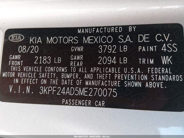 2021 KIA FORTE LXS — I9