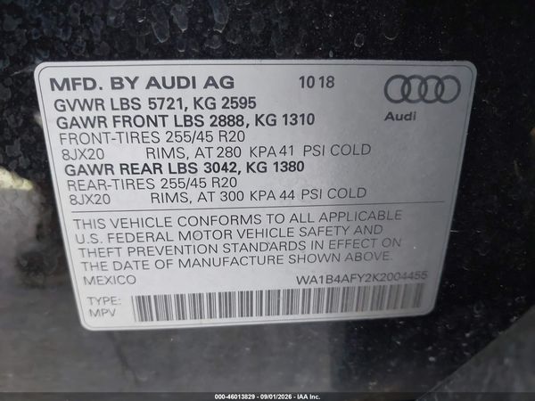 2019 AUDI SQ5 3.0T PREMIUM — I9