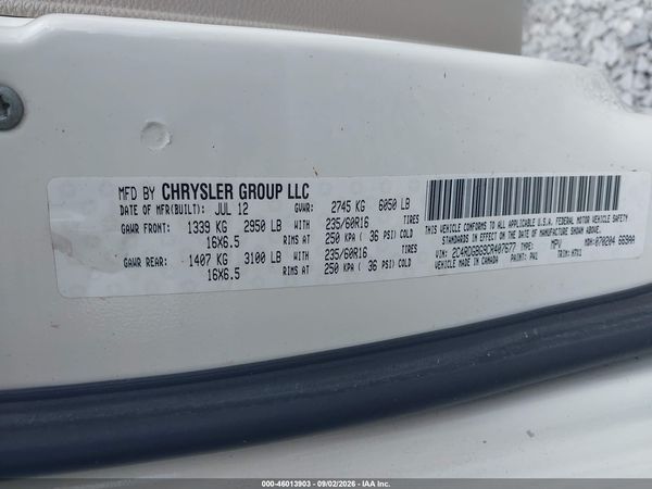 2012 DODGE GRAND CARAVAN SE/AVP — I9