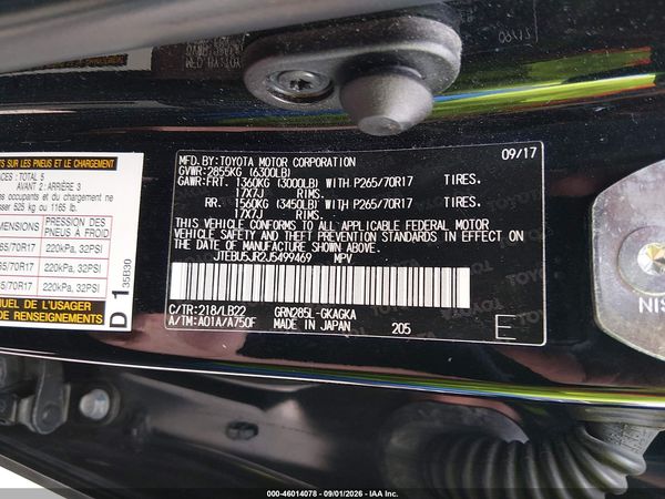 2018 TOYOTA 4RUNNER SR5 PREMIUM — I9