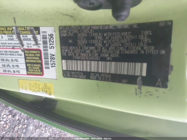 2014 TOYOTA SIENNA LE V6 8 PASSENGER