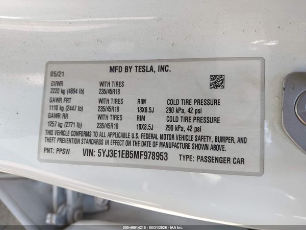 2021 TESLA MODEL 3
