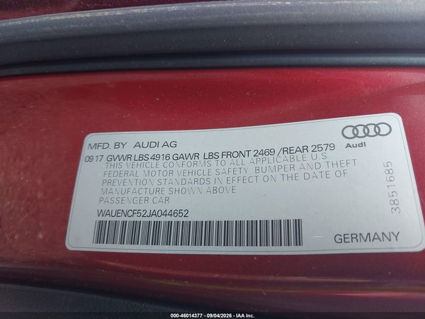 2018 AUDI A5 SPORTBACK PREMIUM PLUS — I9