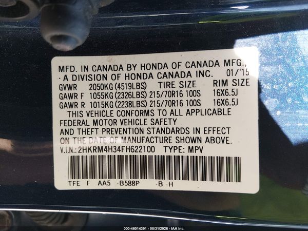 2015 HONDA CR-V LX