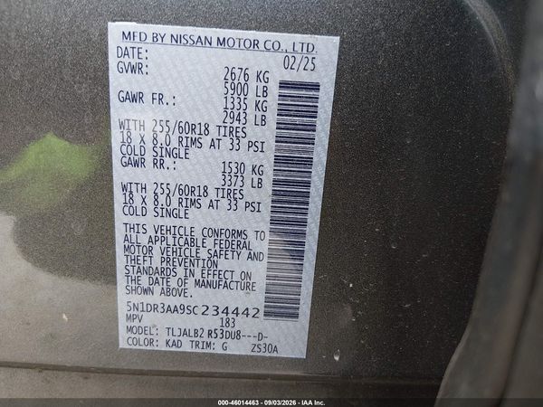 2025 NISSAN PATHFINDER S FWD — I9