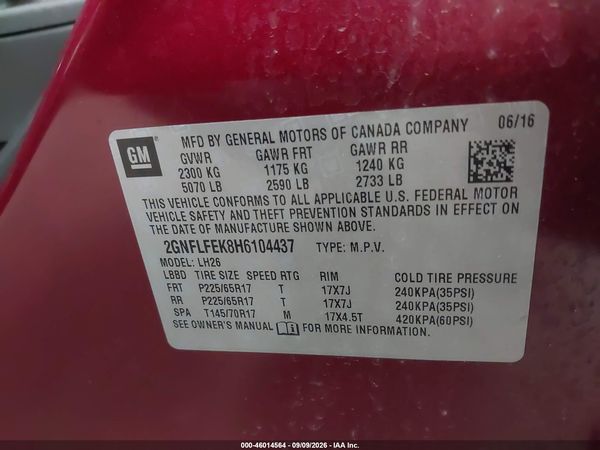 2017 CHEVROLET EQUINOX LT — I9