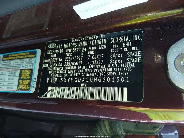 2017 KIA SORENTO 3.3L LX — I9