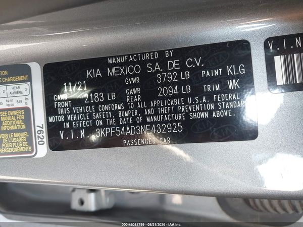 2022 KIA FORTE GT-LINE — I9