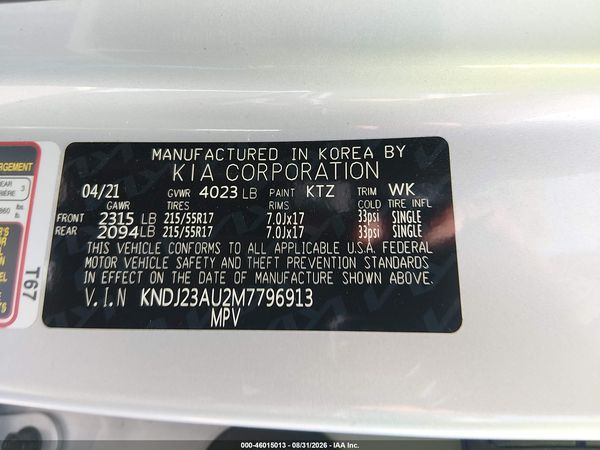 2021 KIA SOUL S — I9
