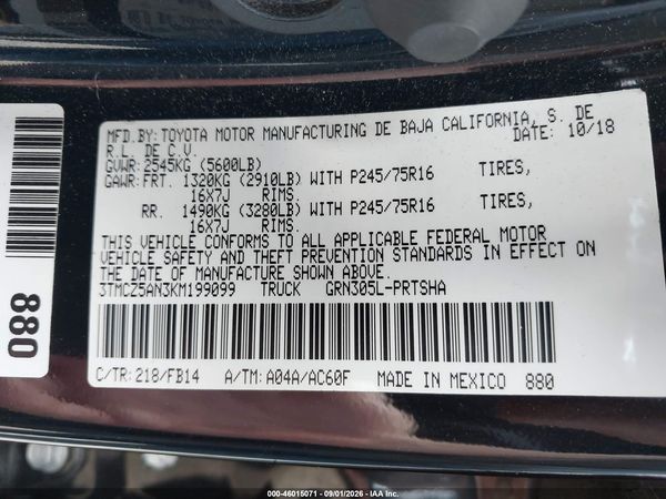 2019 TOYOTA TACOMA SR V6