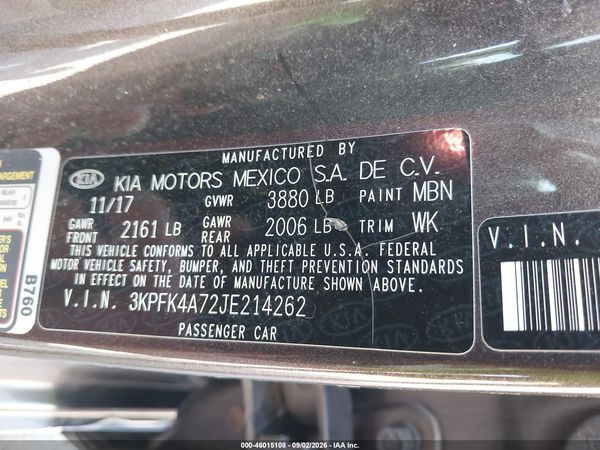 2018 KIA FORTE LX