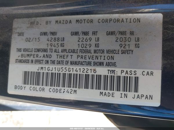 2016 MAZDA MAZDA6 I SPORT
