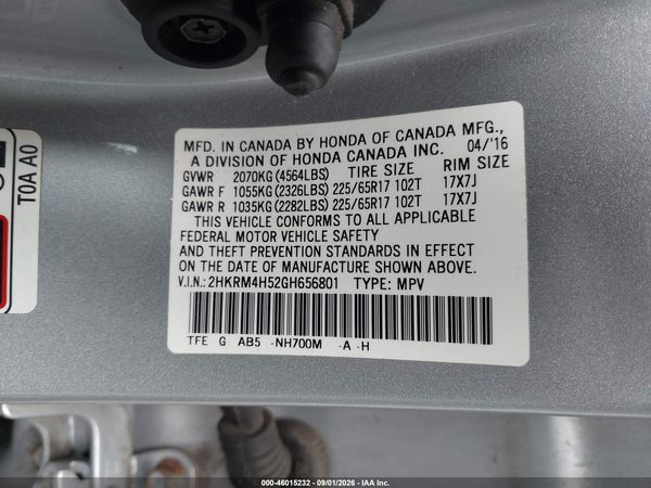 2016 HONDA CR-V EX