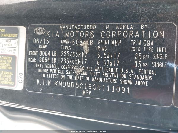 2016 KIA SEDONA LX