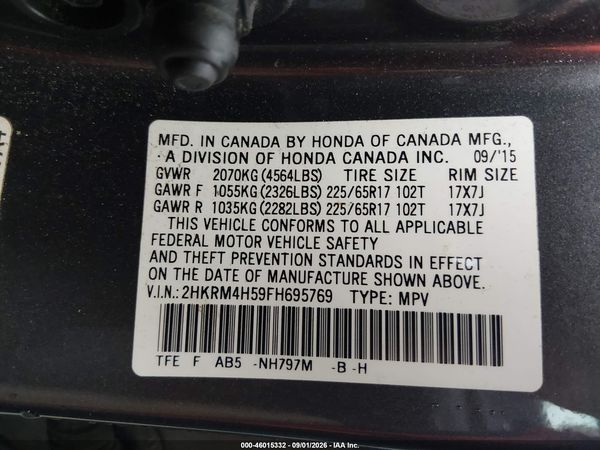 2015 HONDA CR-V EX — I9