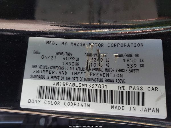 2021 MAZDA MAZDA3 SELECT — I9