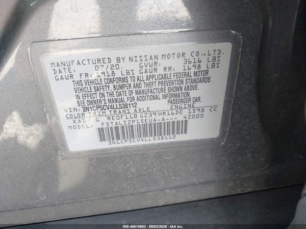 2020 NISSAN KICKS SV XTRONIC CVT — I9