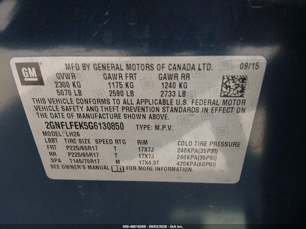 2016 CHEVROLET EQUINOX LT — I9