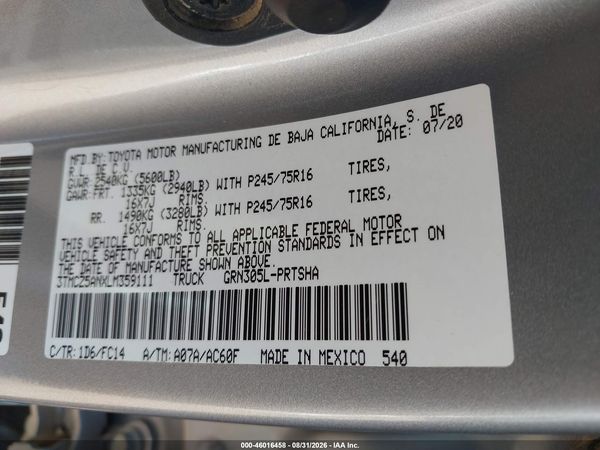 2020 TOYOTA TACOMA SR5 V6
