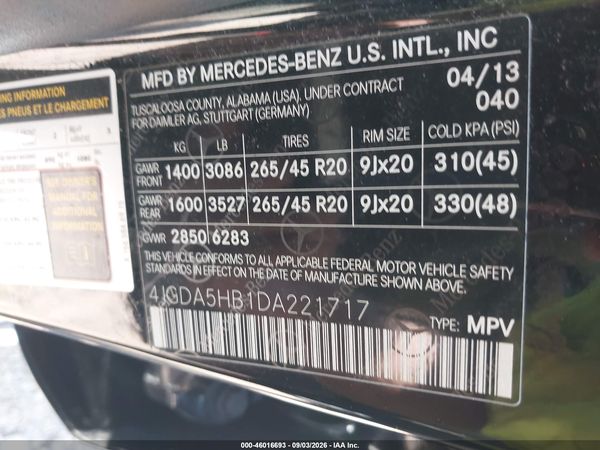 2013 MERCEDES-BENZ ML 350 4MATIC — I9