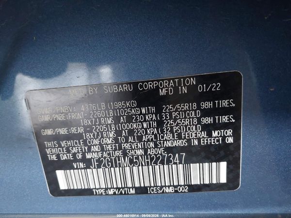 2022 SUBARU CROSSTREK LIMITED — I9