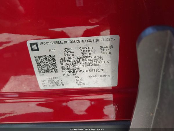 2019 CHEVROLET BLAZER 3LT — I9