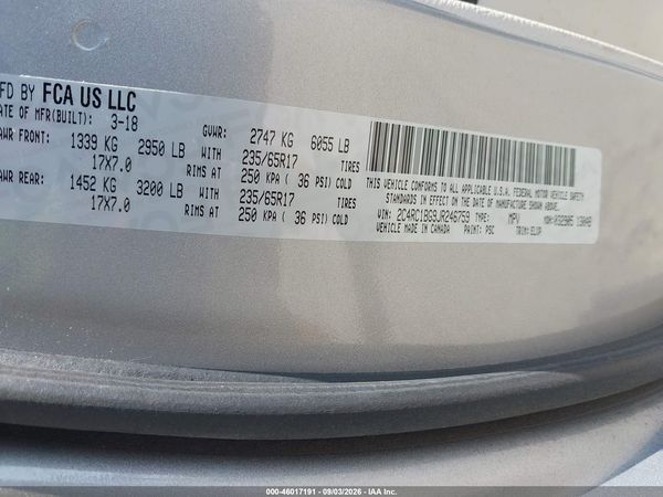 2018 CHRYSLER PACIFICA TOURING L — I9