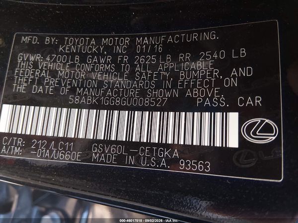 2016 LEXUS ES 350 — I9