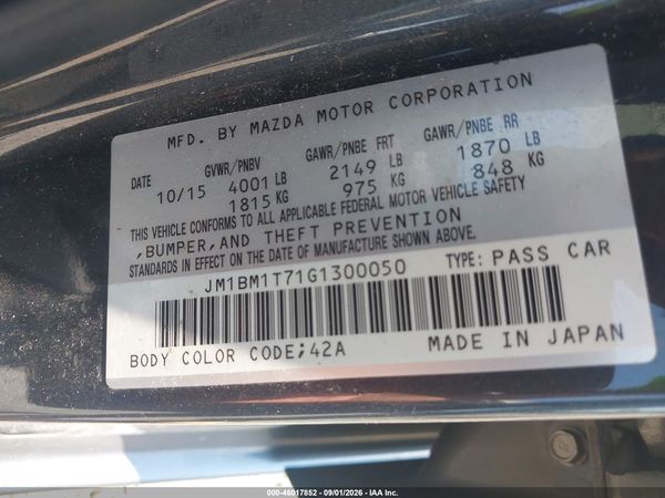 2016 MAZDA MAZDA3 I SPORT — I9