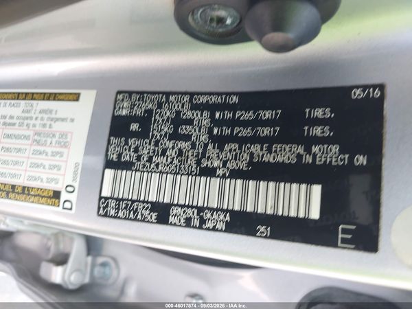 2016 TOYOTA 4RUNNER SR5 — I9