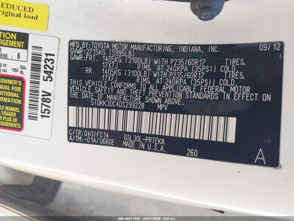 2013 TOYOTA SIENNA LE V6 8 PASSENGER — I9