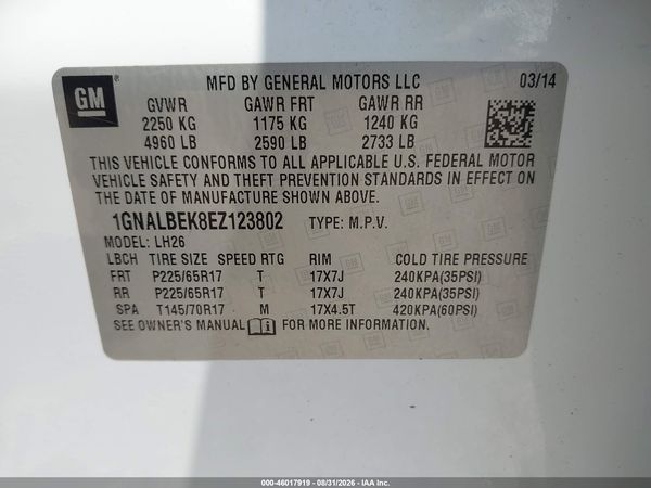 2014 CHEVROLET EQUINOX 1LT — I9