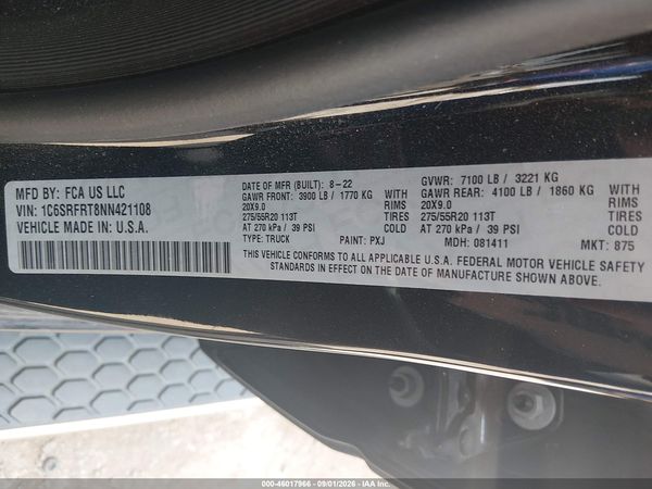 2022 RAM 1500 Laramie — I9