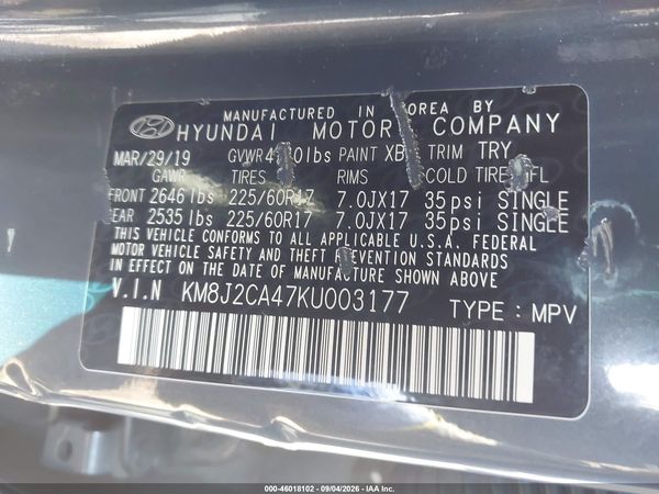 2019 HYUNDAI TUCSON SE — I9