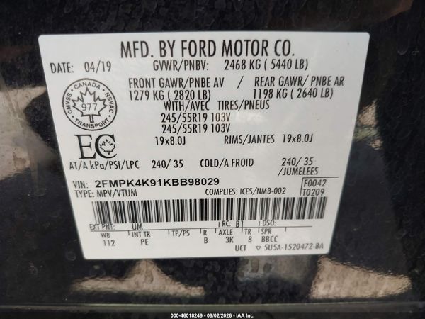 2019 FORD EDGE TITANIUM — I9