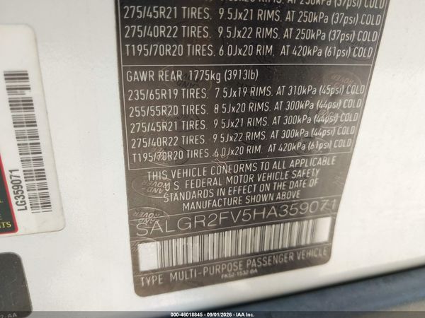 2017 LAND ROVER RANGE ROVER 3.0L V6 SUPERCHARGED