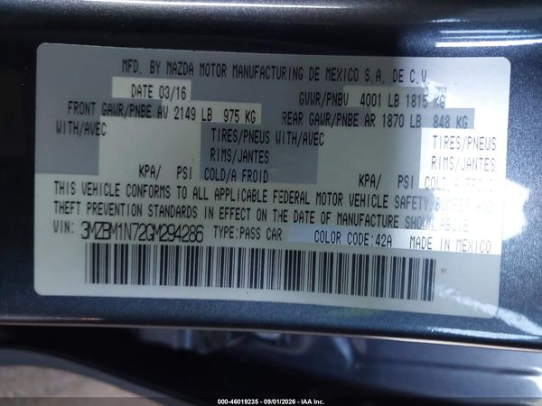2016 MAZDA MAZDA3 I GRAND TOURING