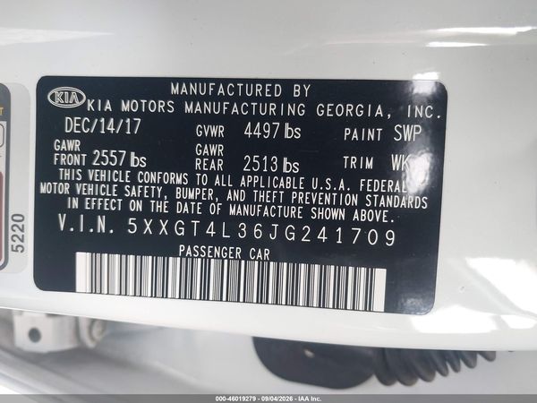 2018 KIA OPTIMA S — I9