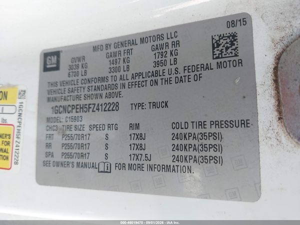 2015 CHEVROLET SILVERADO 1500 WT — I9