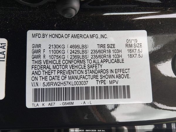 2019 HONDA CR-V EX — I9