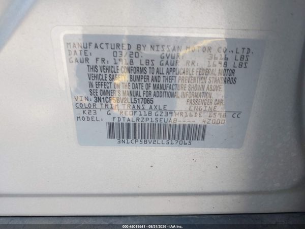 2020 NISSAN KICKS S XTRONIC CVT