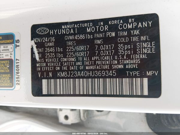 2017 HYUNDAI TUCSON SE